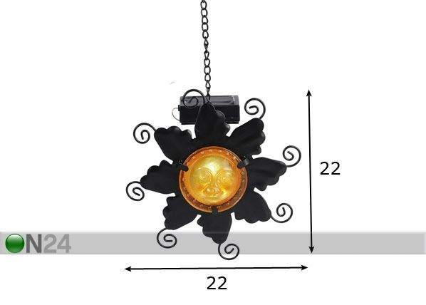 Päikesepaneeliga välivalgusti Flower LED mõõdud