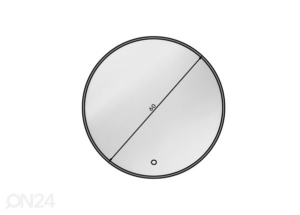 Peegel 60 cm LED valgustusega mõõdud