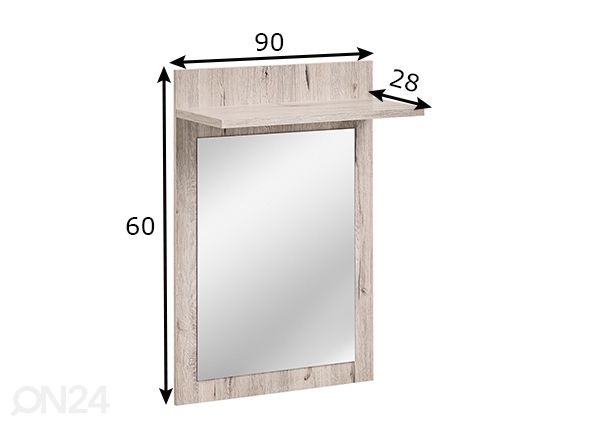 Peegel 60x90 cm mõõdud