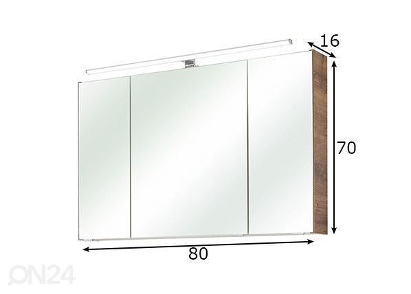 Peegelkapp 943 h70x80x16 cm mõõdud