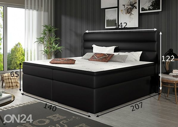 Pesukastidega kontinentaalvoodi 140x200 cm mõõdud