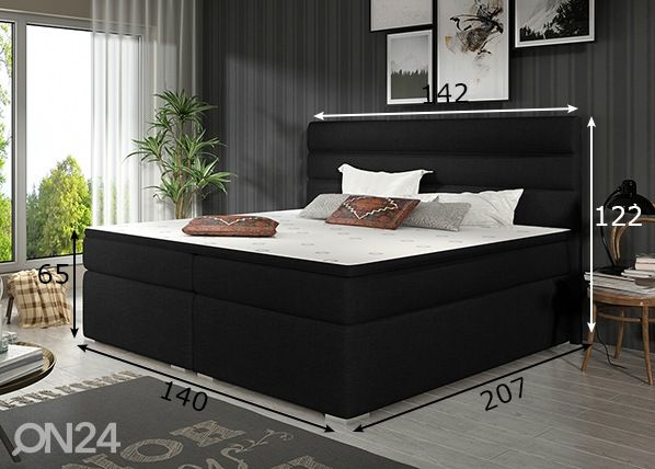 Pesukastidega kontinentaalvoodi 140x200 cm mõõdud
