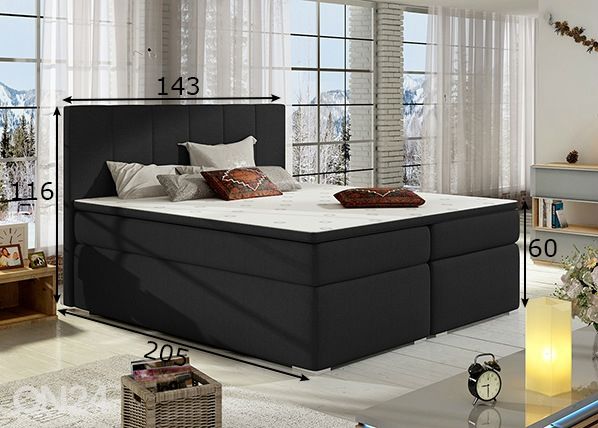 Pesukastidega kontinentaalvoodi 140x200 cm mõõdud