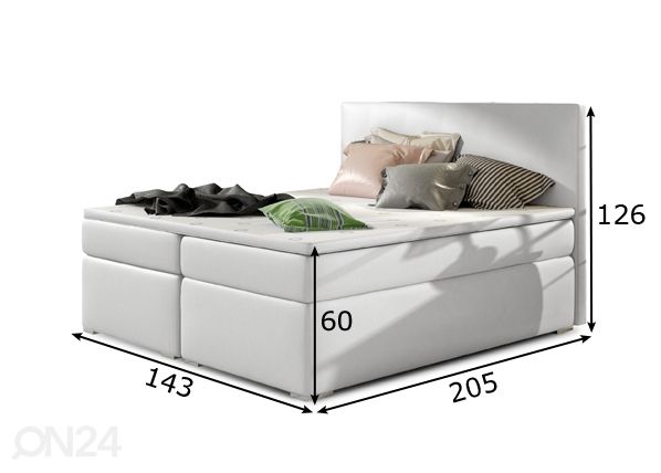 Pesukastidega kontinentaalvoodi 140x200 cm mõõdud