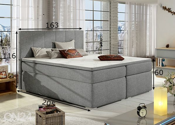 Pesukastidega kontinentaalvoodi 160x200 cm mõõdud