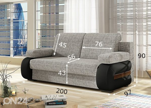 Pesukastiga diivanvoodi mõõdud