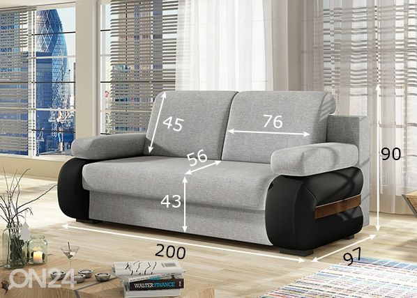 Pesukastiga diivanvoodi mõõdud