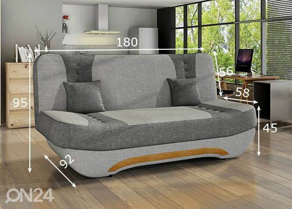 Pesukastiga diivanvoodi mõõdud