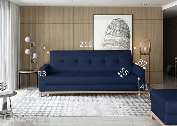 Pesukastiga diivanvoodi Selene mõõdud