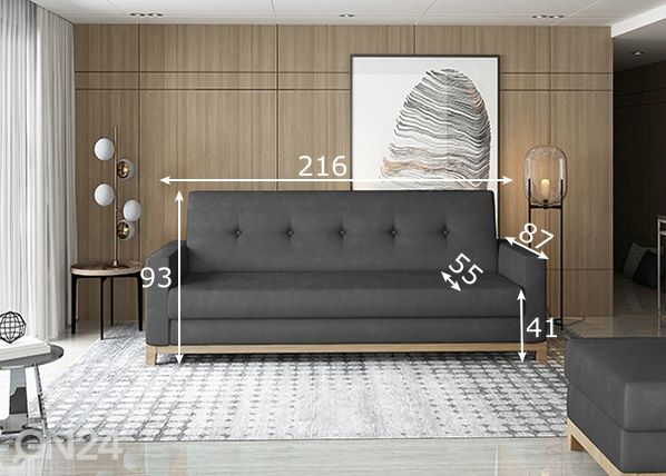 Pesukastiga diivanvoodi Selene mõõdud