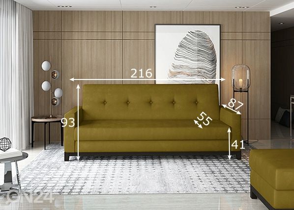 Pesukastiga diivanvoodi Selene mõõdud