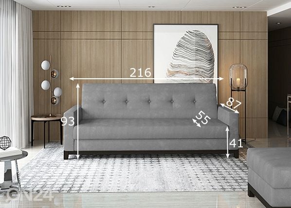 Pesukastiga diivanvoodi Selene mõõdud