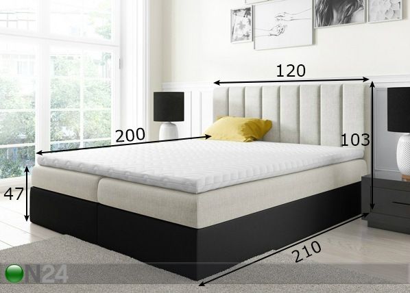 Pesukastiga kontinentaalvoodi 120x200 cm mõõdud