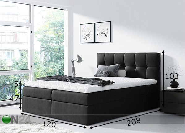 Pesukastiga kontinentaalvoodi 120x200 cm mõõdud