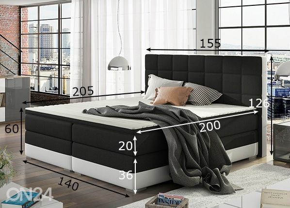 Pesukastiga kontinentaalvoodi 140x200 cm mõõdud