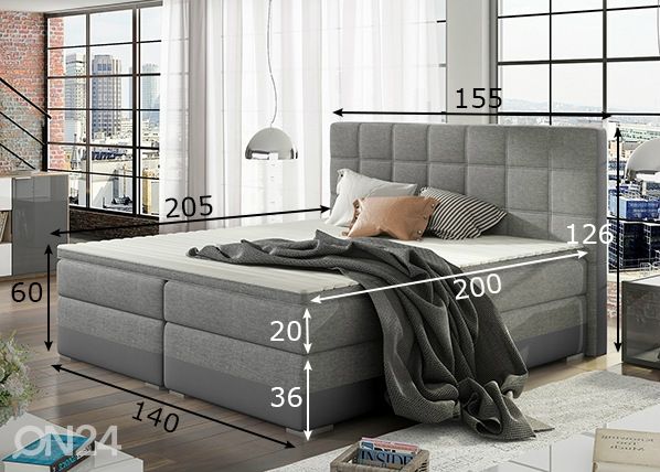 Pesukastiga kontinentaalvoodi 140x200 cm mõõdud