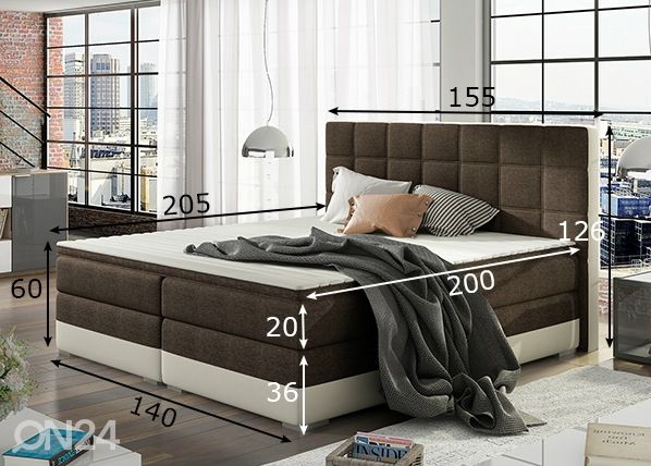 Pesukastiga kontinentaalvoodi 140x200 cm mõõdud