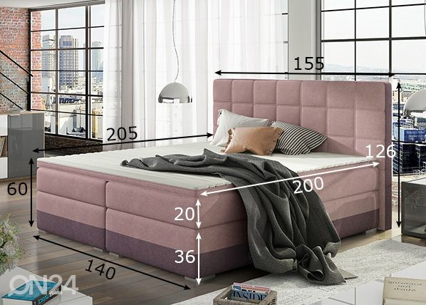 Pesukastiga kontinentaalvoodi 140x200 cm mõõdud