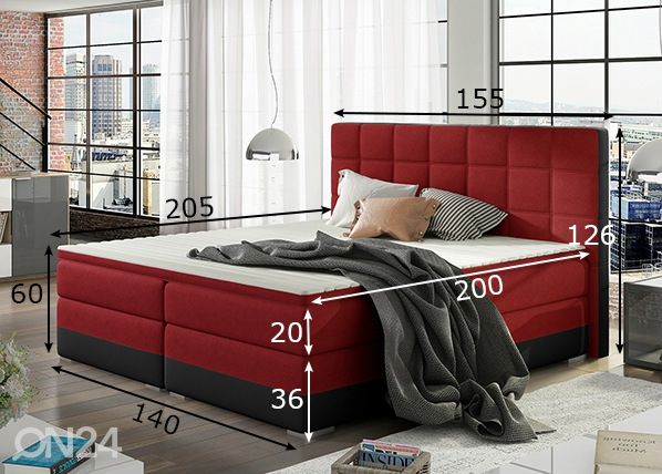 Pesukastiga kontinentaalvoodi 140x200 cm mõõdud