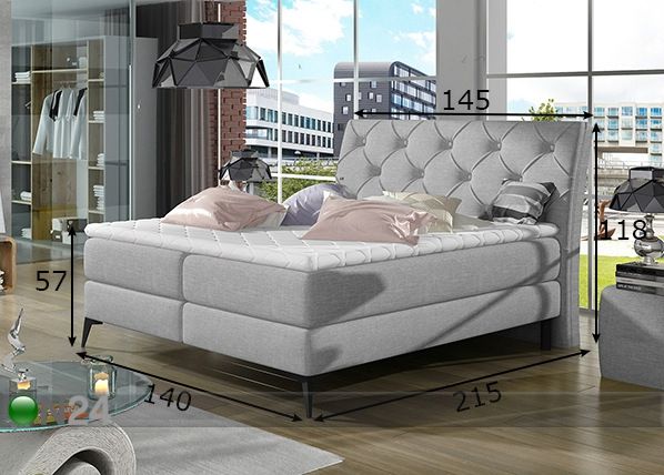 Pesukastiga kontinentaalvoodi 140x200 cm mõõdud