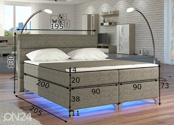 Pesukastiga kontinentaalvoodi 180x200 cm mõõdud
