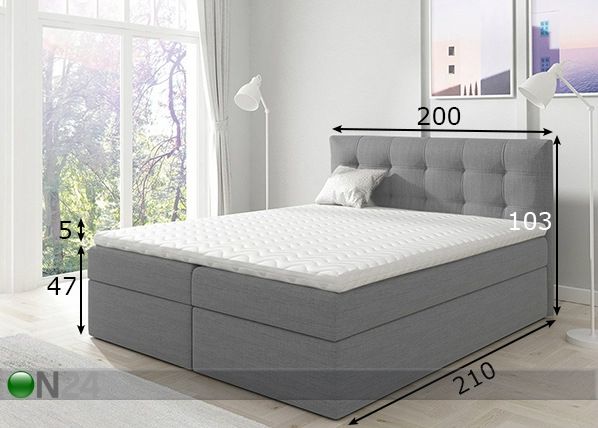 Pesukastiga kontinentaalvoodi 200x200 cm mõõdud