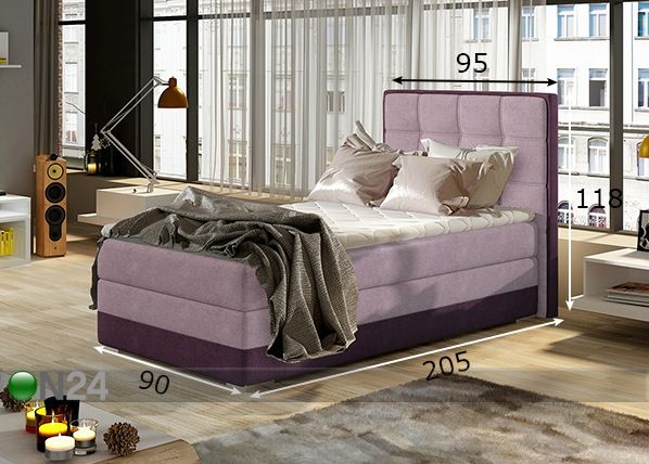 Pesukastiga kontinentaalvoodi 90x200 cm mõõdud