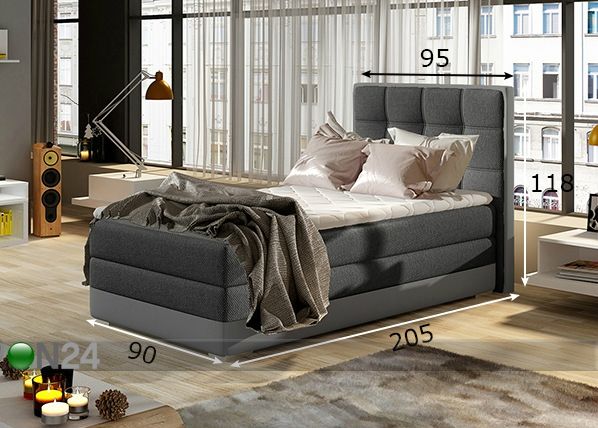 Pesukastiga kontinentaalvoodi 90x200 cm mõõdud