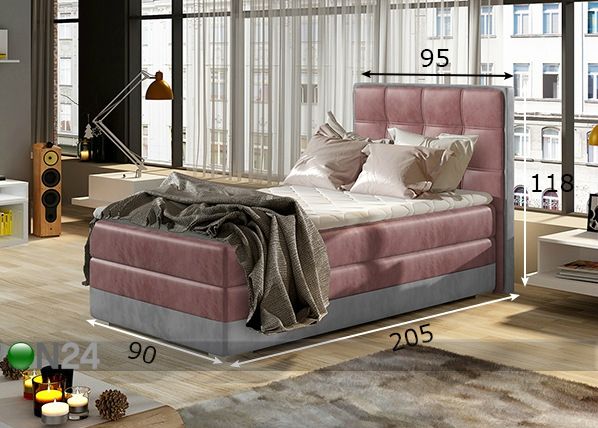 Pesukastiga kontinentaalvoodi 90x200 cm mõõdud