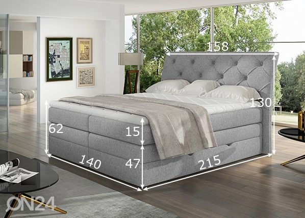 Pesukastiga kontinentaalvoodi Mirabel 140x200 cm mõõdud