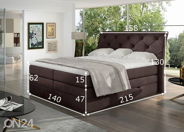 Pesukastiga kontinentaalvoodi Mirabel 140x200 cm mõõdud