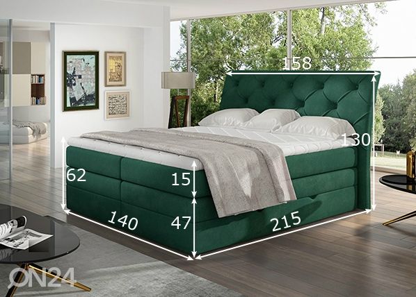 Pesukastiga kontinentaalvoodi Mirabel 140x200 cm mõõdud