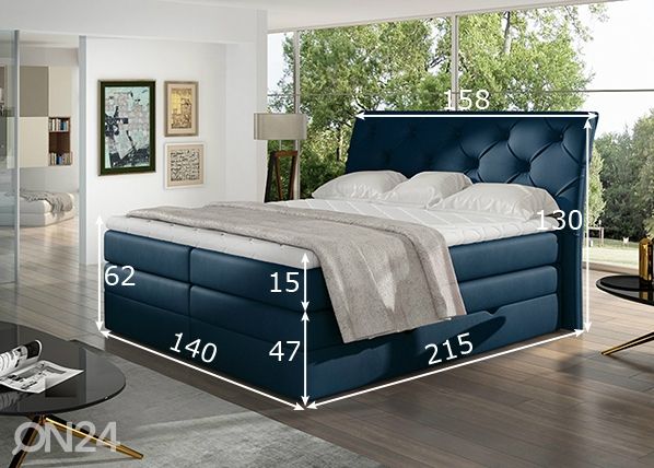 Pesukastiga kontinentaalvoodi Mirabel 140x200 cm mõõdud
