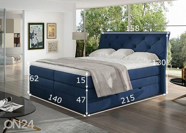 Pesukastiga kontinentaalvoodi Mirabel 140x200 cm mõõdud