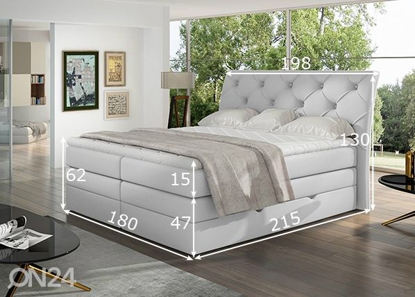 Pesukastiga kontinentaalvoodi Mirabel 180x200 cm mõõdud