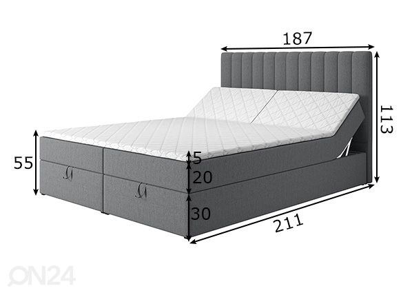Pesukastiga kontinentaalvoodi RELAX 180x200 cm mõõdud
