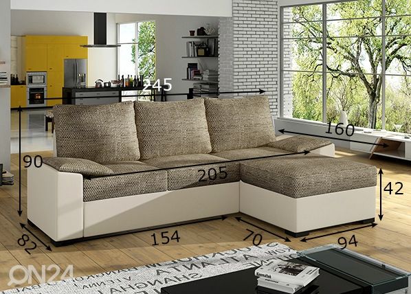 Pesukastiga nurgadiivanvoodi mõõdud