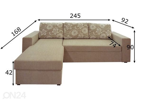 Pesukastiga nurgadiivanvoodi Bermuda mõõdud