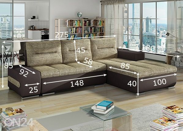Pesukastiga nurgadiivanvoodi Detroit mõõdud