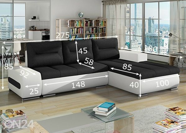 Pesukastiga nurgadiivanvoodi Detroit mõõdud