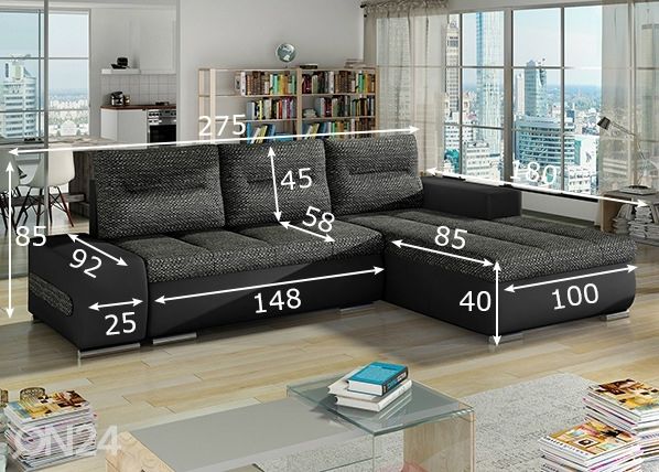 Pesukastiga nurgadiivanvoodi Detroit mõõdud