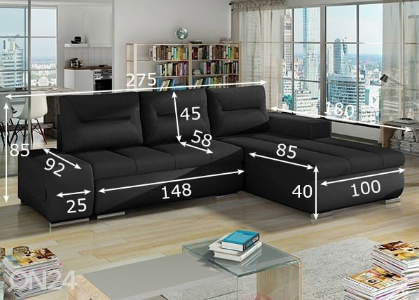 Pesukastiga nurgadiivanvoodi Detroit mõõdud