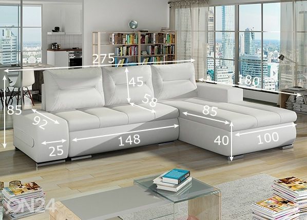 Pesukastiga nurgadiivanvoodi Detroit mõõdud