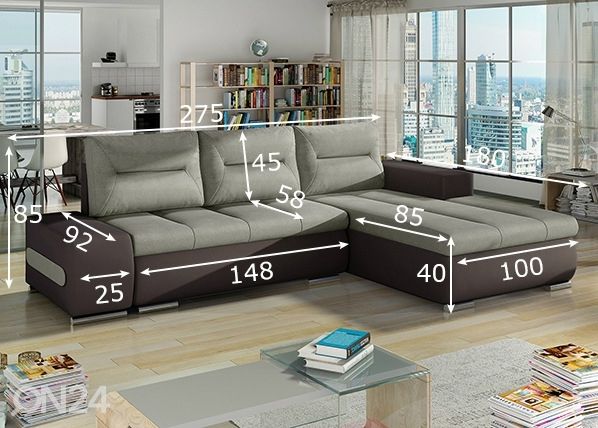 Pesukastiga nurgadiivanvoodi Detroit mõõdud
