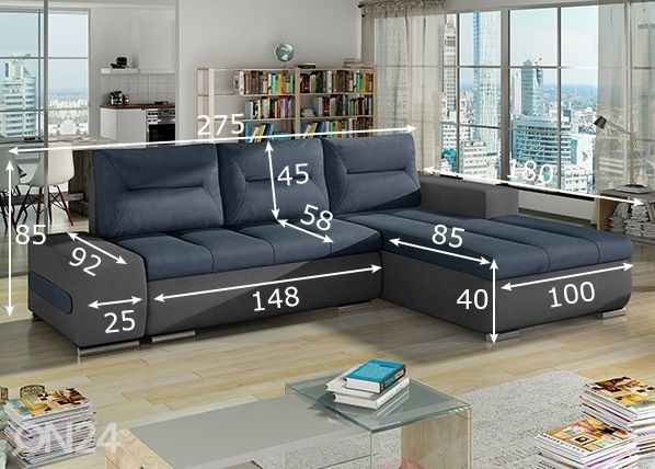 Pesukastiga nurgadiivanvoodi Detroit mõõdud