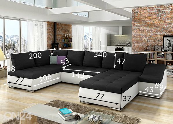 Pesukastiga nurgadiivanvoodi Giovanni mõõdud