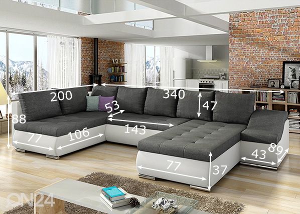 Pesukastiga nurgadiivanvoodi Giovanni mõõdud