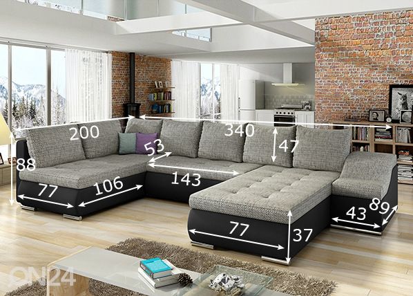 Pesukastiga nurgadiivanvoodi Giovanni mõõdud