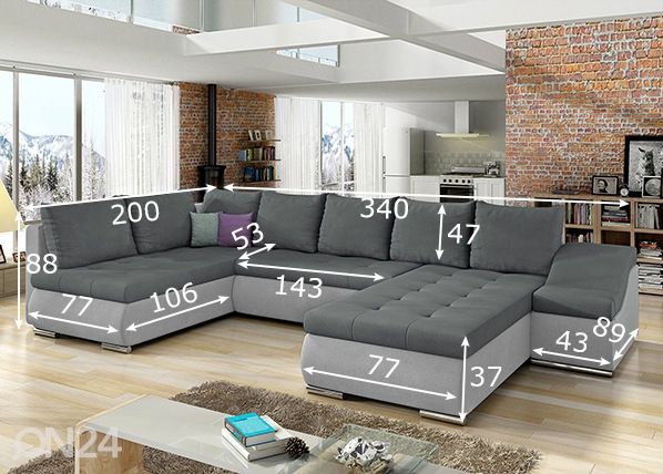 Pesukastiga nurgadiivanvoodi Giovanni mõõdud