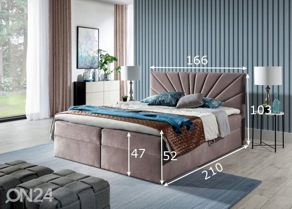 Pesukastiga Pocket kontinentaalvoodi 160x200 cm mõõdud